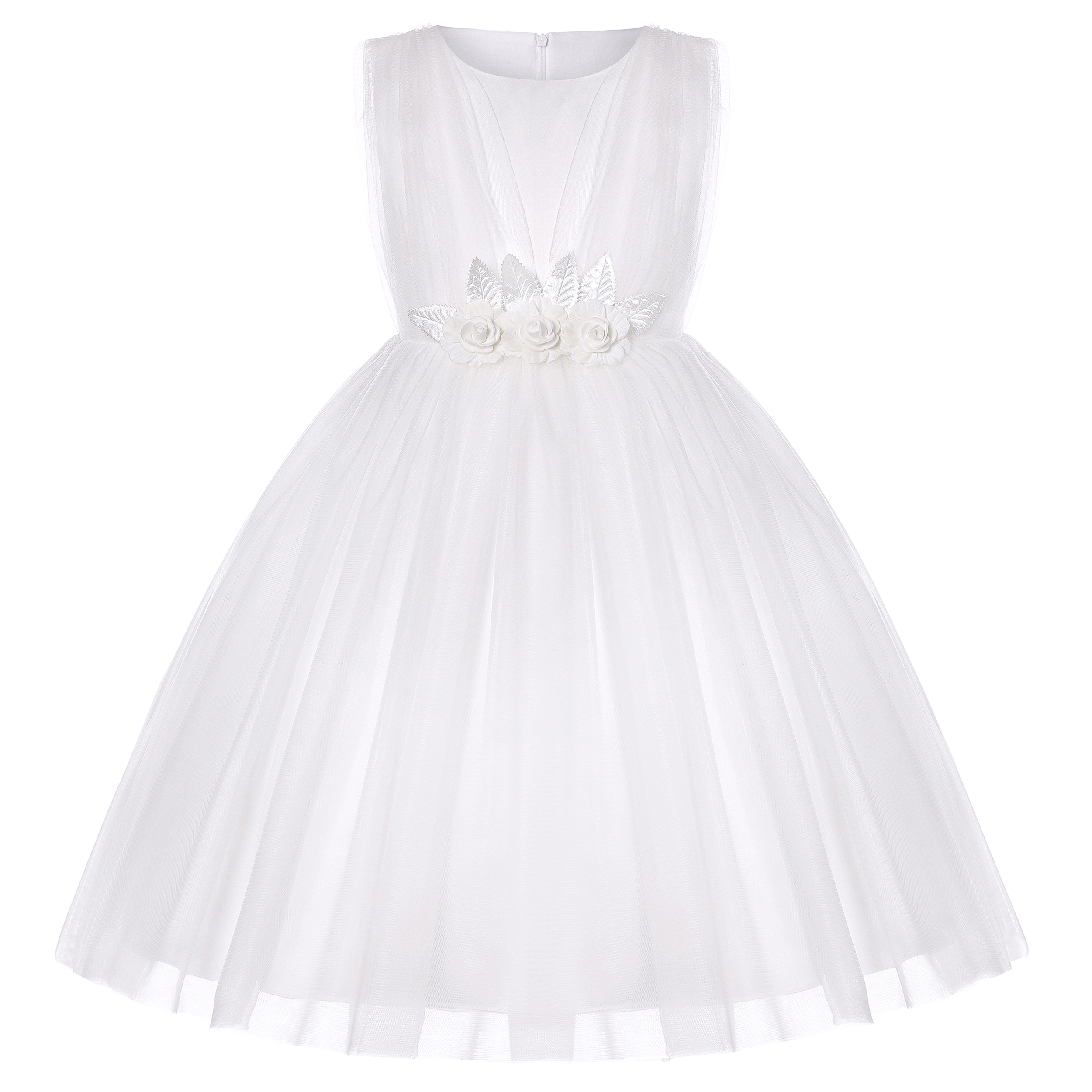 Wedding Lulu - Floral bow belt, pure white net