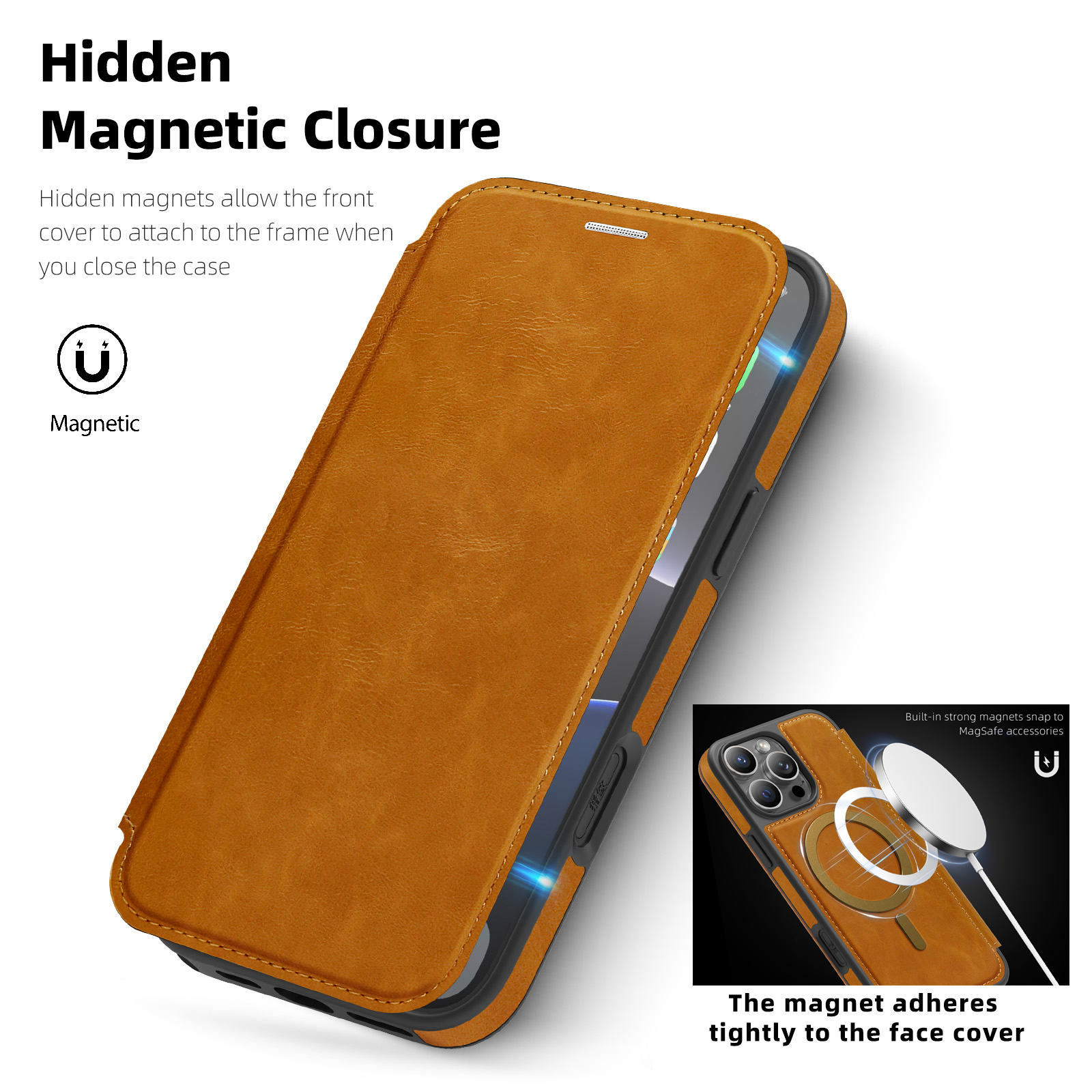 Place Card Holder - Magnetic Flip Leather Phone Case For