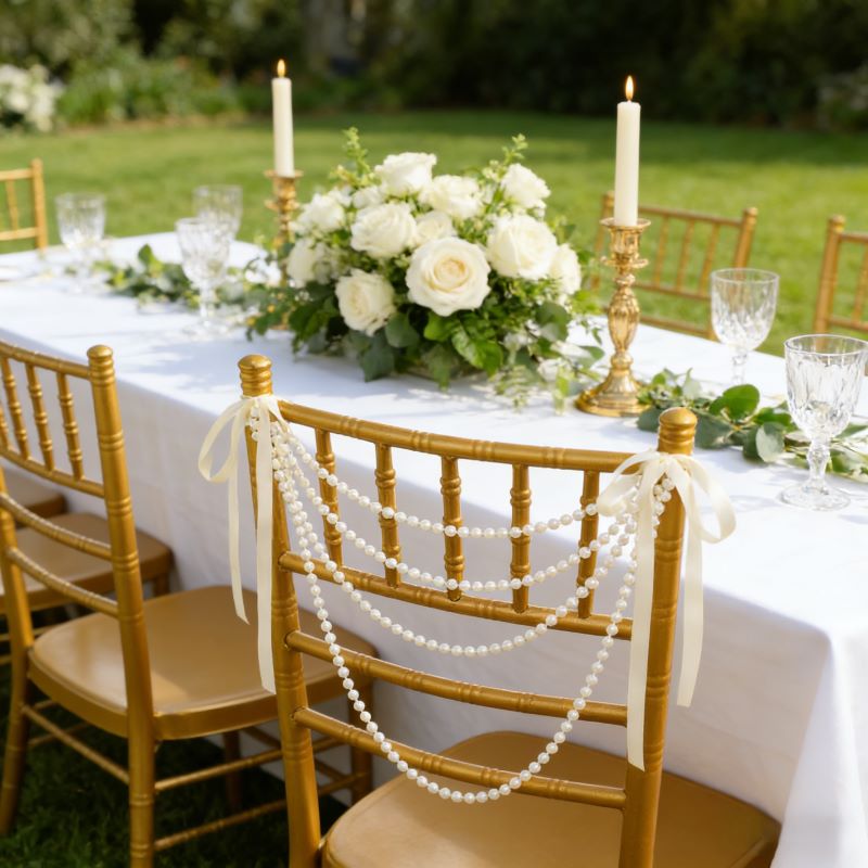 Pearl Bow Chair Decor 50Pcs Sa - Bridal Sash Ribbon recensie en prijs