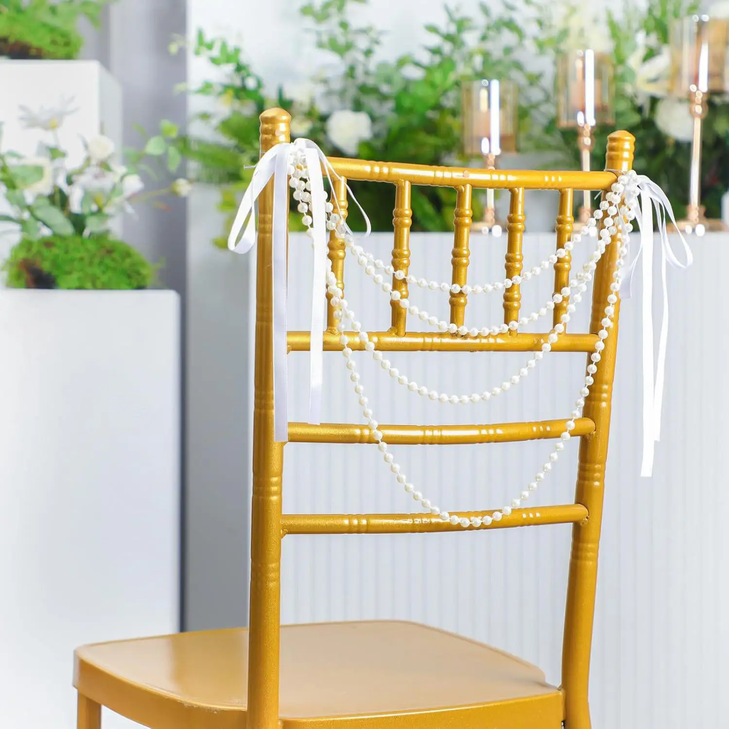 Pearl Bow Chair Decor 50Pcs Sa - Bridal Sash Ribbon recensie en prijs