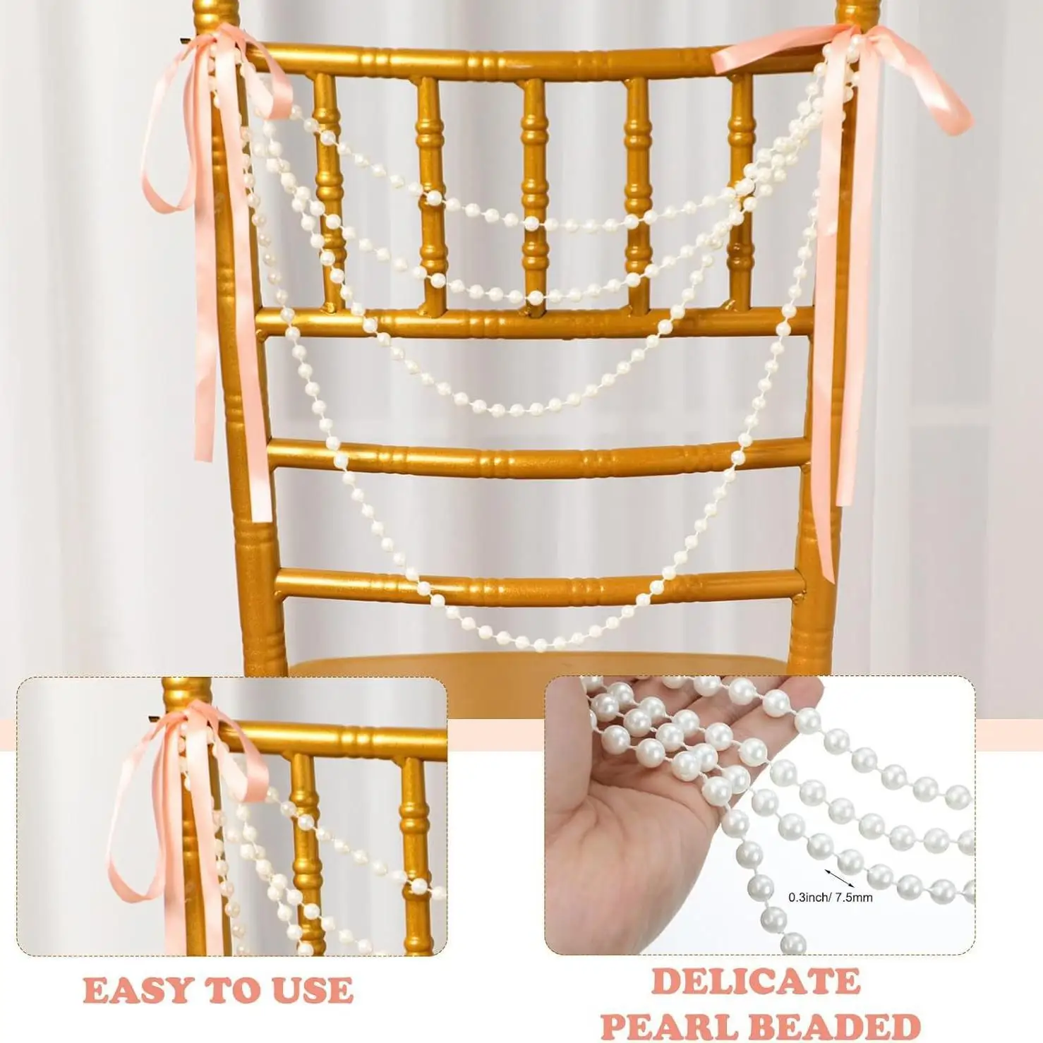 Pearl Bow Chair Decor 50Pcs Sa - Bridal Sash Ribbon recensie en prijs